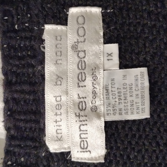 Jennifer Reed Too VTG NWT Hand Knit Sweater Floral 1x Long Length Embroidered - Picture 2 of 14